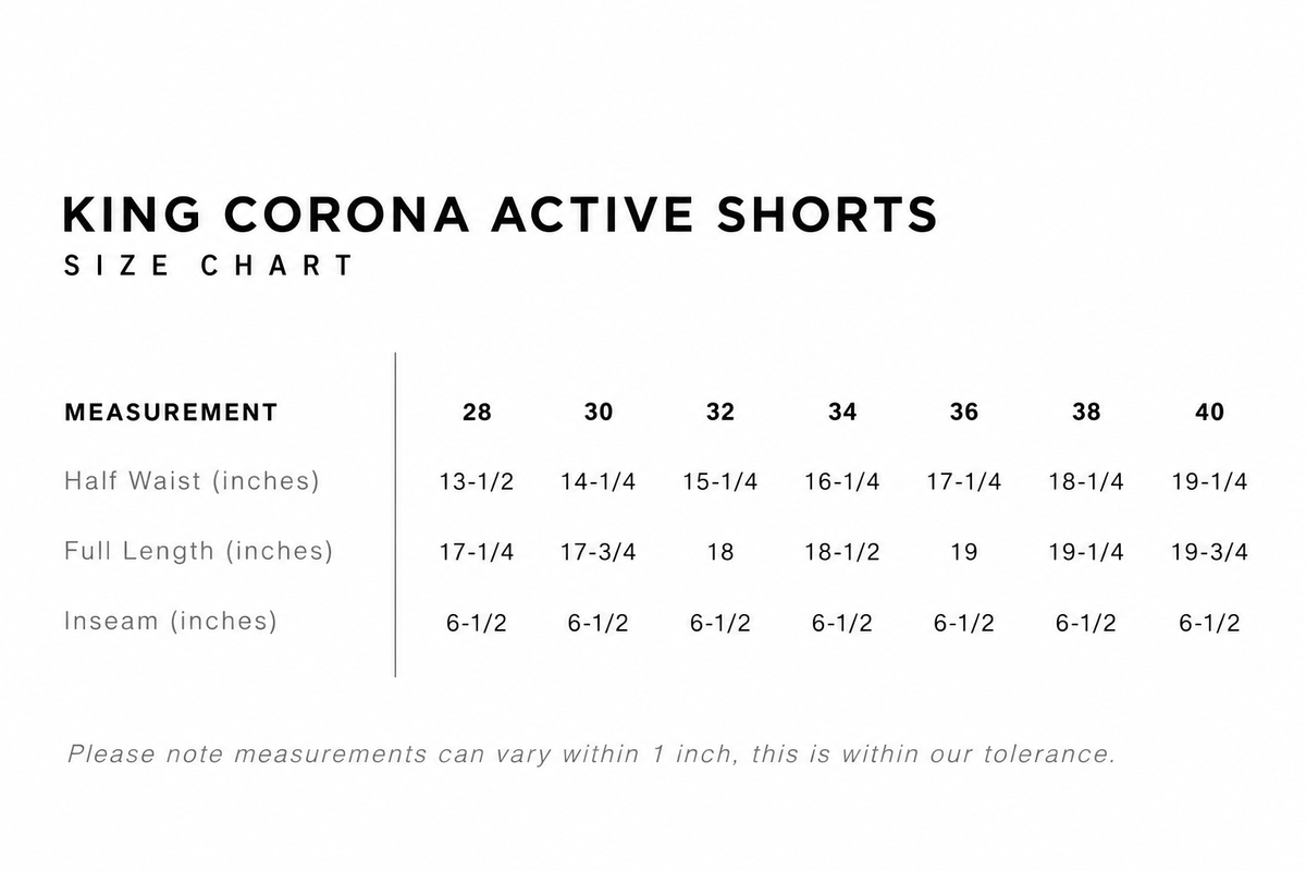 KING CORONA™ ACTIVE SHORTS 18”