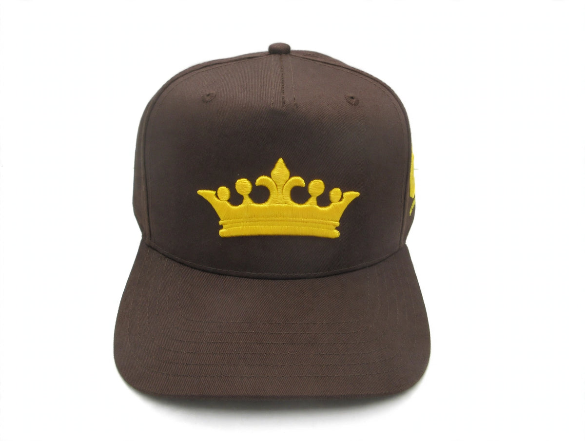 PREORDER- KING CORONA Premium Snapback — Brown and Yellow “PREORDER”