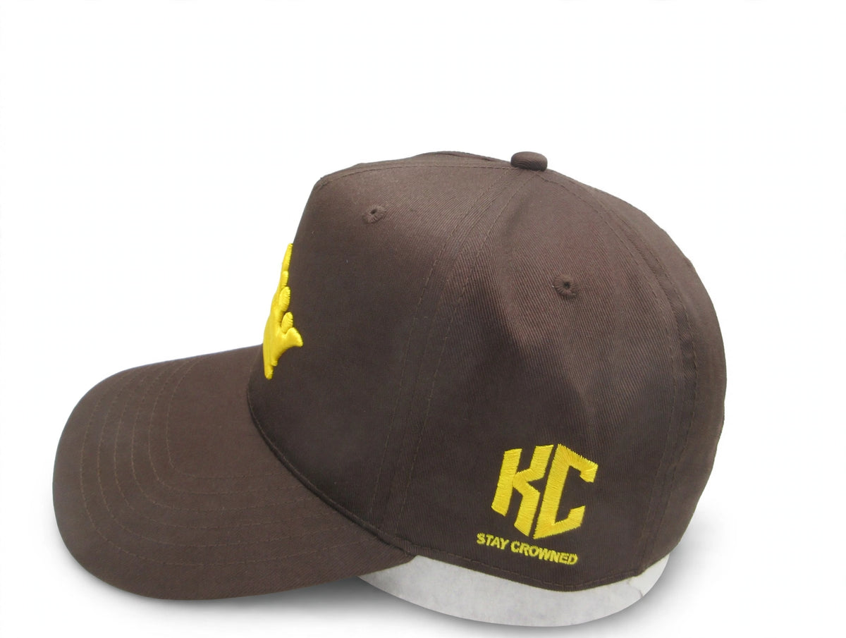 PREORDER- KING CORONA Premium Snapback — Brown and Yellow “PREORDER”