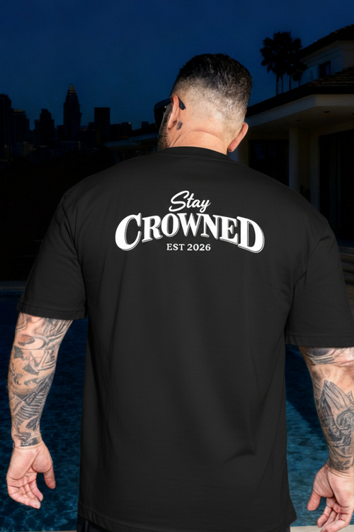 Solid Black Shirt White Stay Crowned Logo